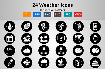 Line Circle Inverted Weather Icons