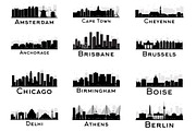 60 City Skyline Silhouettes Set, an Illustration by Booblgum (Thumbnail 2 of 10)