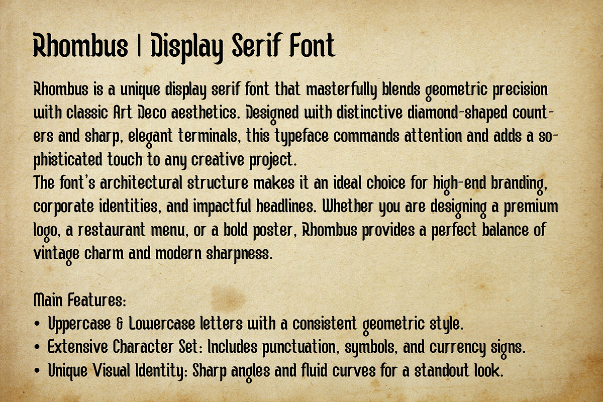 Rhombus - Luxury Geometric Serif, a Serif Font by OWPictures (Photo 9 of 10)