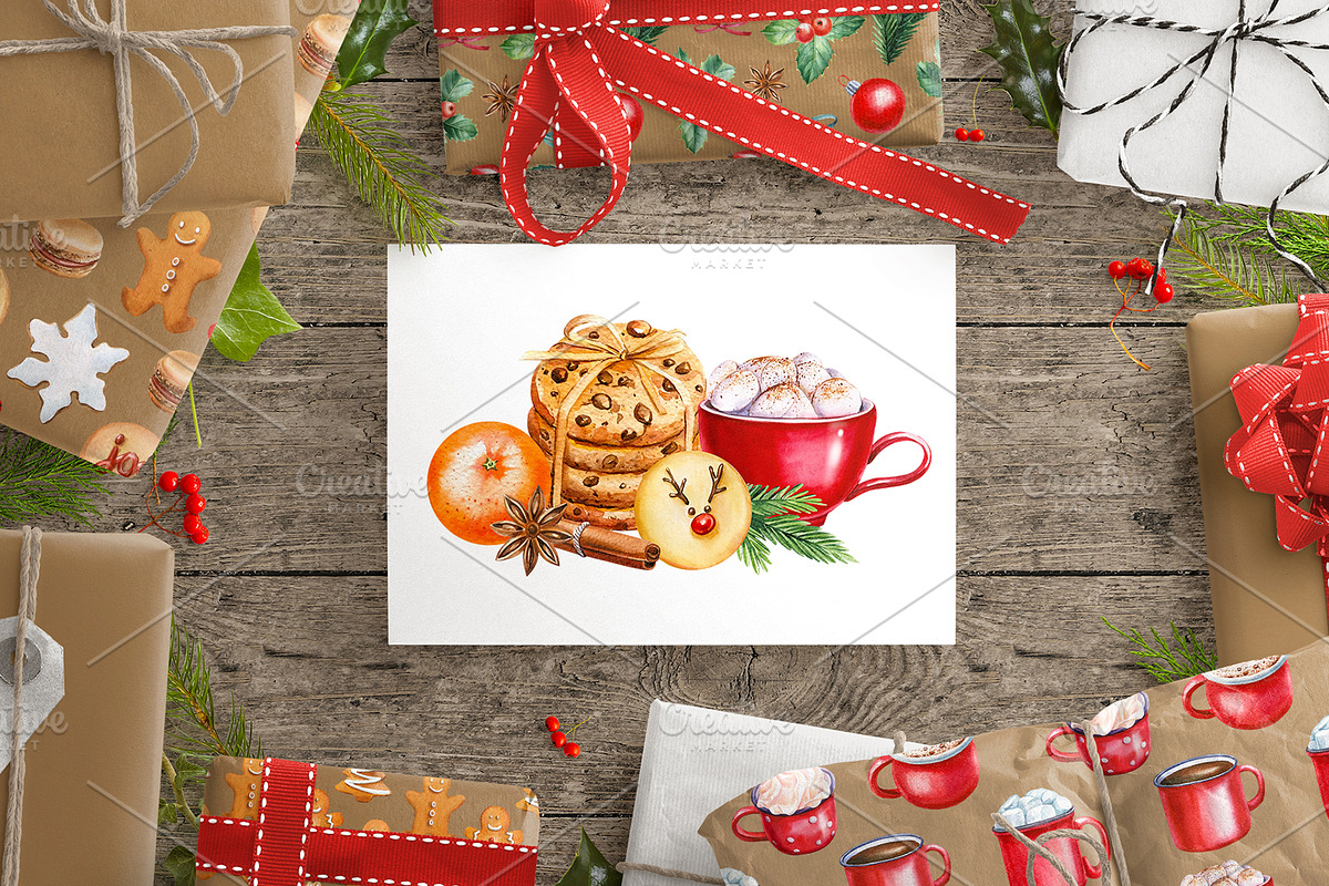 Christmas sweets and hot drinks, a Decorative Illustration by Hanna Hryharenka (Photo 8 of 15)