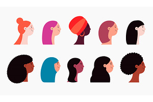 Beautiful diverse women, girls faces, an Illustration by sceptical cactus