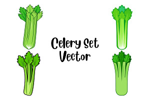 Celery Set Vector, a Food Illustration by Awieee1
