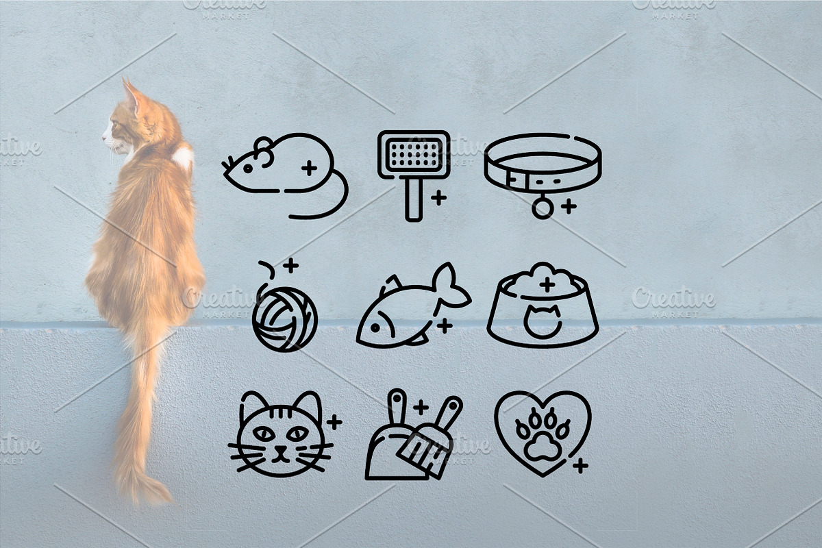 The Feline Toolkit line icons, an Outline Icon by Lyolya Profitrolya (Photo 2 of 2)