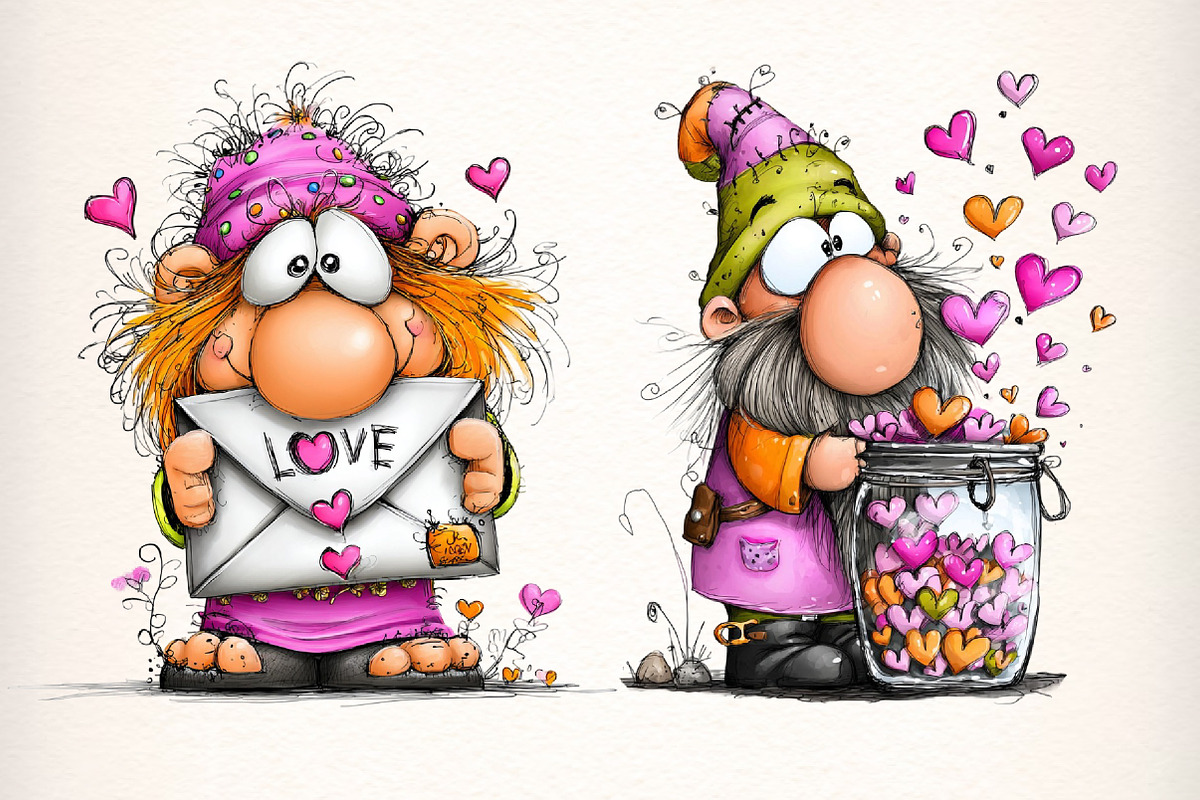 Quirky Valentines Gnome Clipart, an Illustration by Dream Creation (Photo 5 of 6)