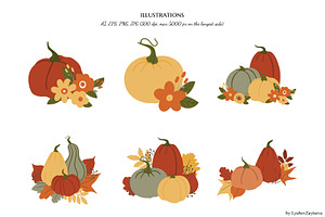 Fall Illustrations With Pumpkins