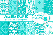 Aqua Digital Paper Patterns | Graphic Patterns ~ Creative Market