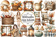 Watercolor Cozy Autumn Clipart, an Illustration by OK Design (Thumbnail 1 of 5)