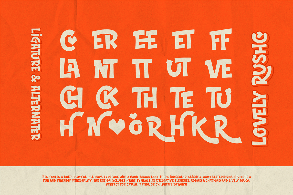Lovely Rushco | Bold Playful, a Handwritten Font by Denustudios (Photo 12 of 12)
