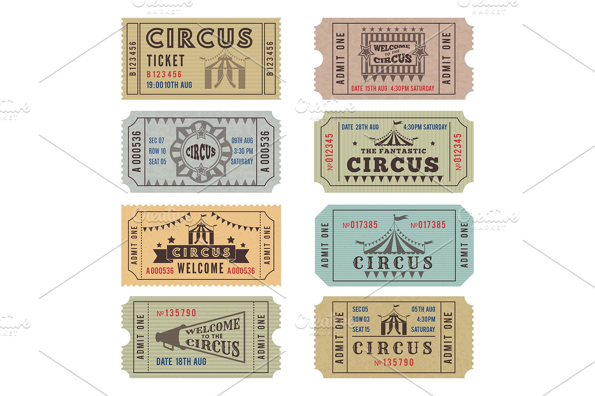 Design template of circus tickets, a Background Graphic by Onyx