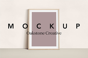 Portrait Wood Frame Leaning Mockup