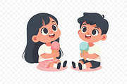 Kids Eating Ice Cream Illustration, a Food Illustration by Partikusi Design (Thumbnail 3 of 3)