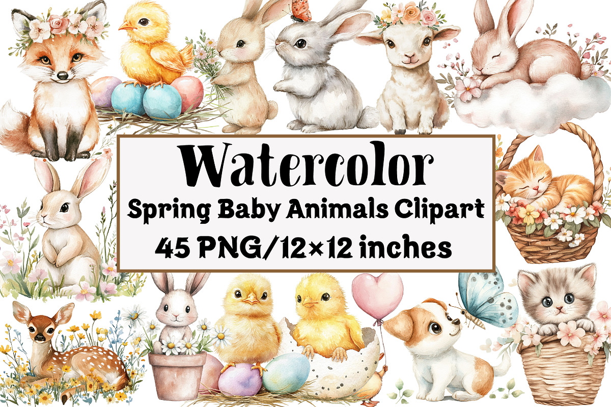 Spring Baby Animals Clipart, an Illustration by Design Market (Photo 1 of 5)