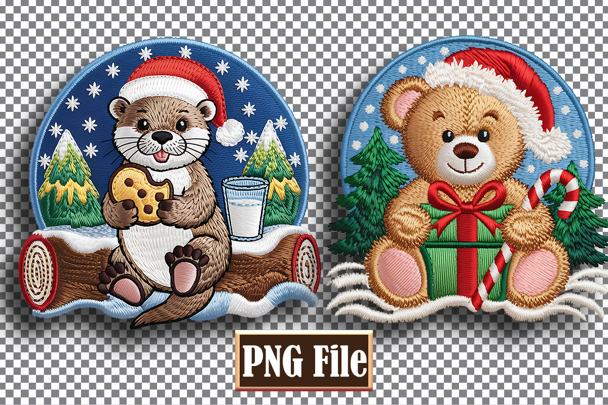 Christmas Animal Embroidery Clipart, a Seasonal Illustration by protabsorkar11 (Photo 9 of 10)
