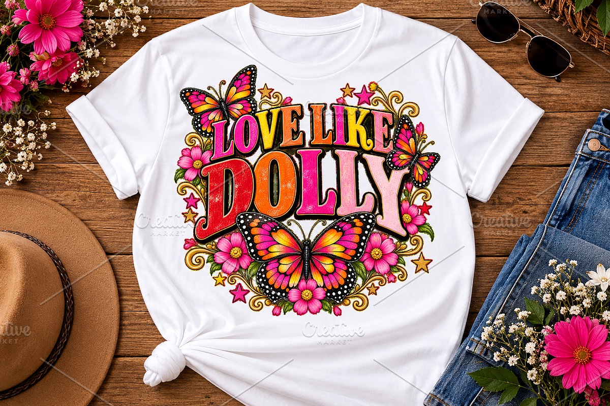 Love Like Dolly Butterfly PNG Shirt, a Seasonal Illustration by Watercolor design (Photo 1 of 3)