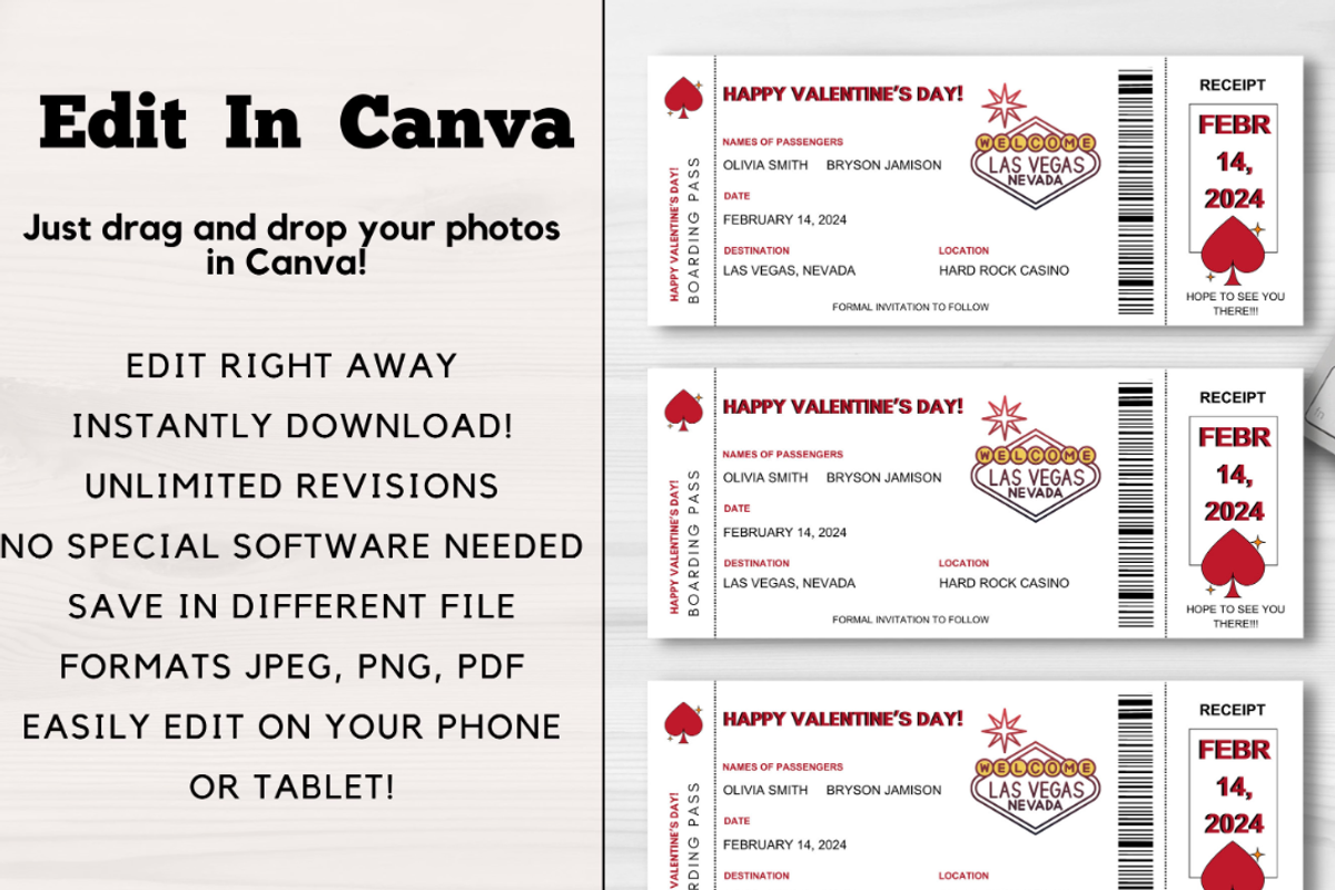 Boarding Pass for Valentine's Day, a Card Template by YasdeyDesigns (Photo 5 of 7)