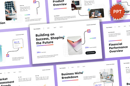 White Gradient Annual Report PPT, a Marketing Template by Aiyari Graphic