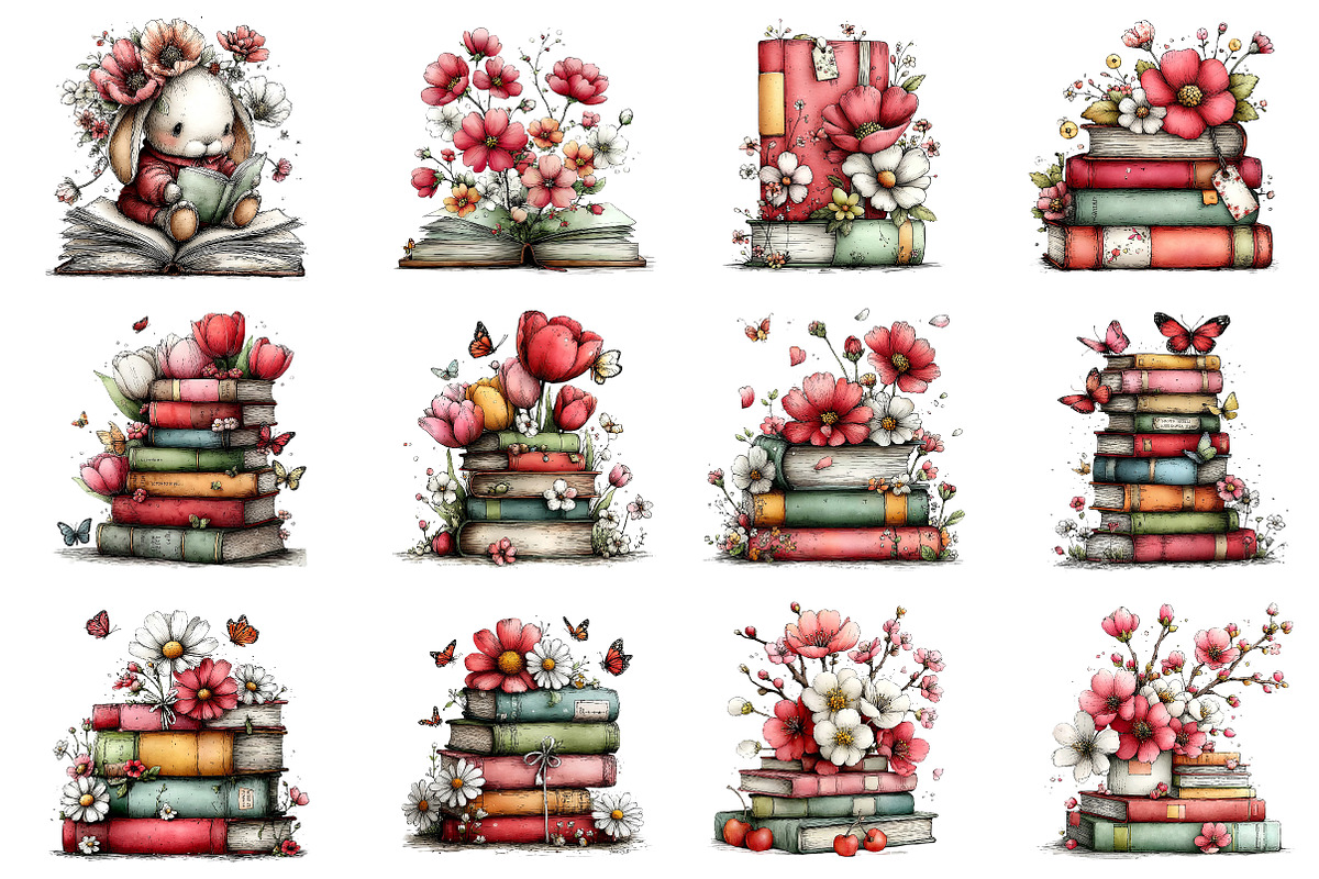 Whimsical Spring Books Clipart, an Illustration by Dream Creation (Photo 2 of 5)