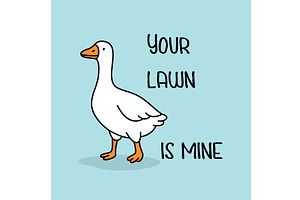 Cartoon goose standing proudly with, an Animal Illustration by GraphiShop