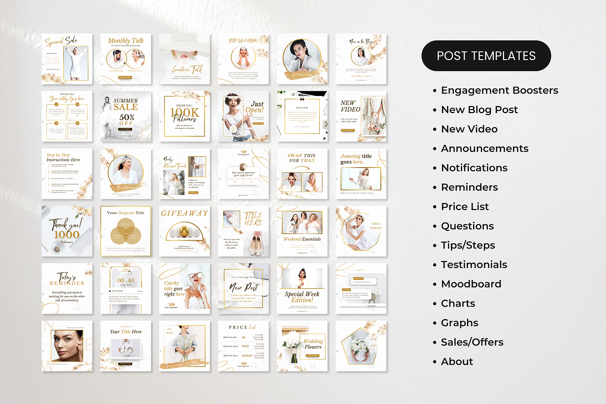 White & Gold Social Media Bundle Kit, a Social Media Template by DigiPax (Photo 3 of 10)