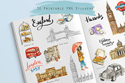 London travel clipart, an Illustration by Kate Snitser (Thumbnail 1 of 5)