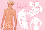 Male torso Procreate Photoshop brush, a Brush Add-On by AppleinaJuice (Thumbnail 4 of 8)