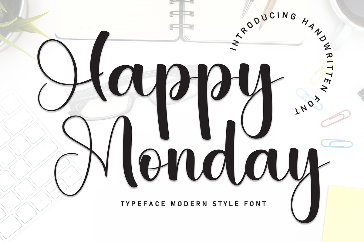 Happy Monday | Script Font, a Handwritten Font by Scratchones (Photo 1 of 8)