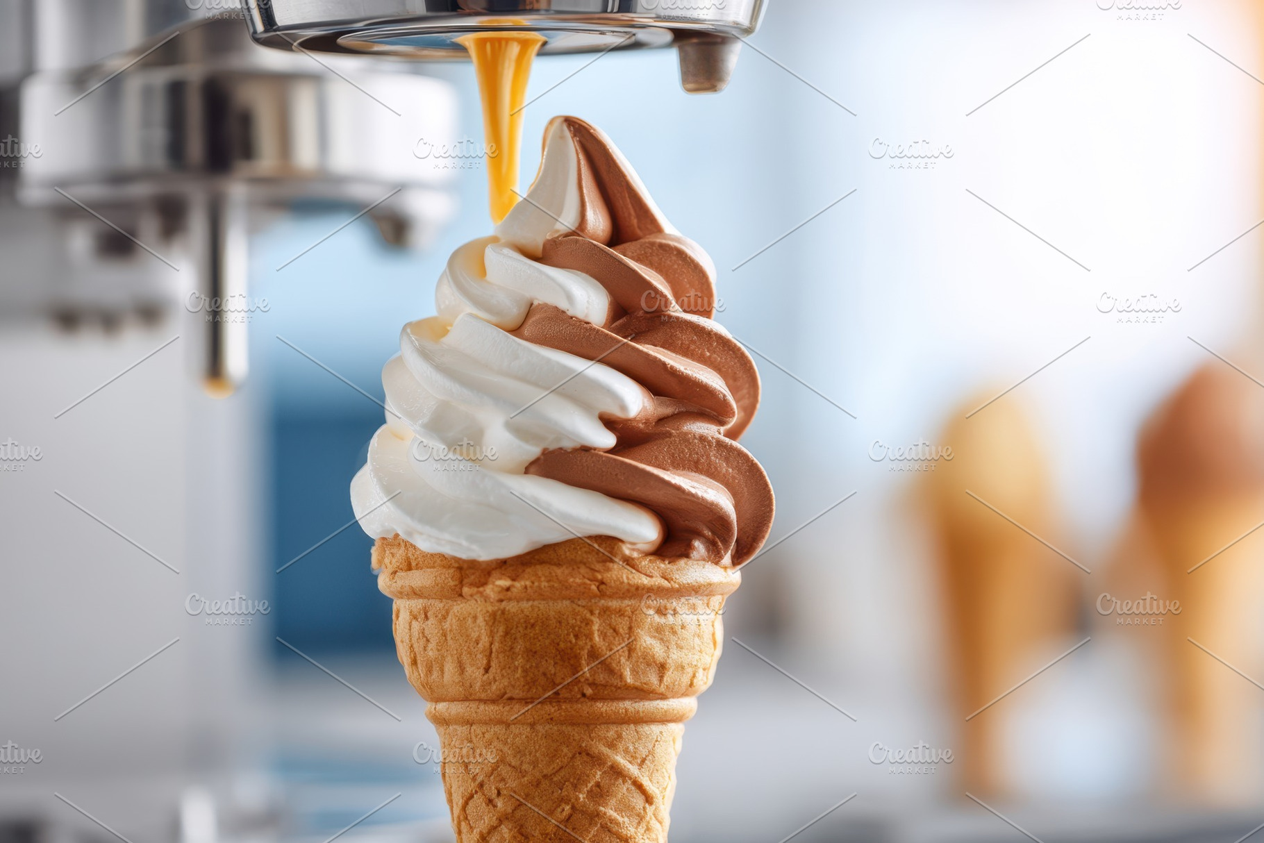 Sweet soft-serve in waffle cone, a Food & Drink Photo by AlyaAnd
