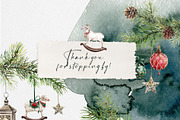 Christmas Mood. Watercolor clipart., a Seasonal Illustration by RushkinaAntonina (Thumbnail 11 of 11)