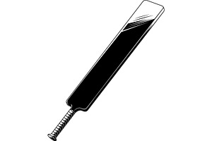 Black And White Cricket Bat, an Illustration by HitToon