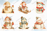 Watercolor Christmas Snowman Clipart, an Illustration by designcity5 (Thumbnail 3 of 5)