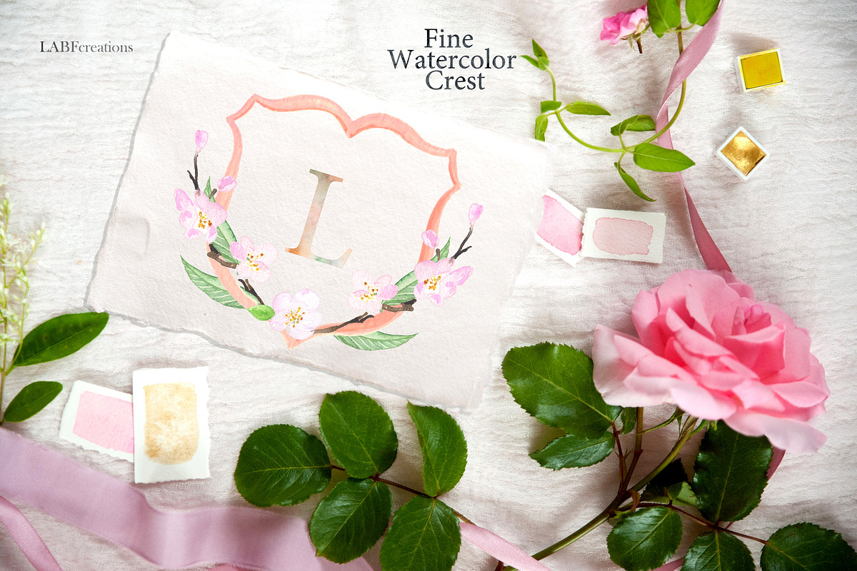 Watercolor Crest  banners, an Illustration by LABFcreations (Photo 5 of 5)