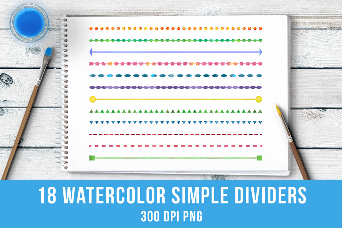 18 Watercolor Simple Line Dividers, an Object Graphic by The Digital Download Shop (Photo 1 of 3)