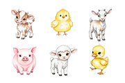 Watercolor Cute Farm Animals Clipart, an Animal Illustration by BerryPieArt (Thumbnail 3 of 4)