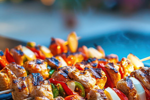 Veggie skewers on the grill, a Photo by Beautiful things