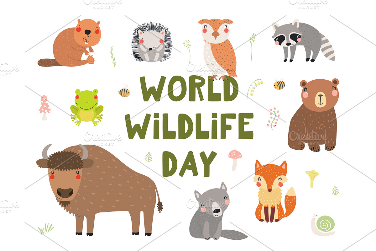 World Wildlife Day design with cute, an Animal Illustration by sceptical cactus