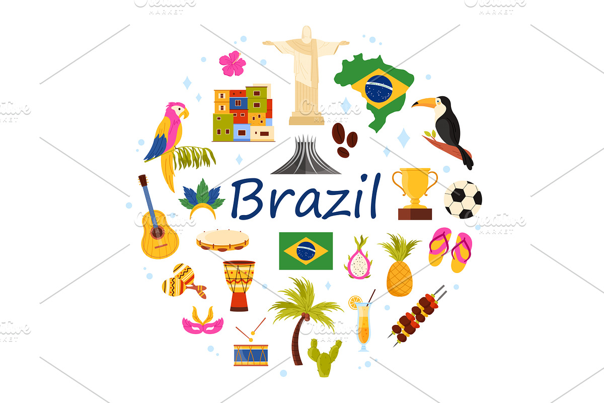 Brazilian culture elements and, an Object Illustration by Flashvector