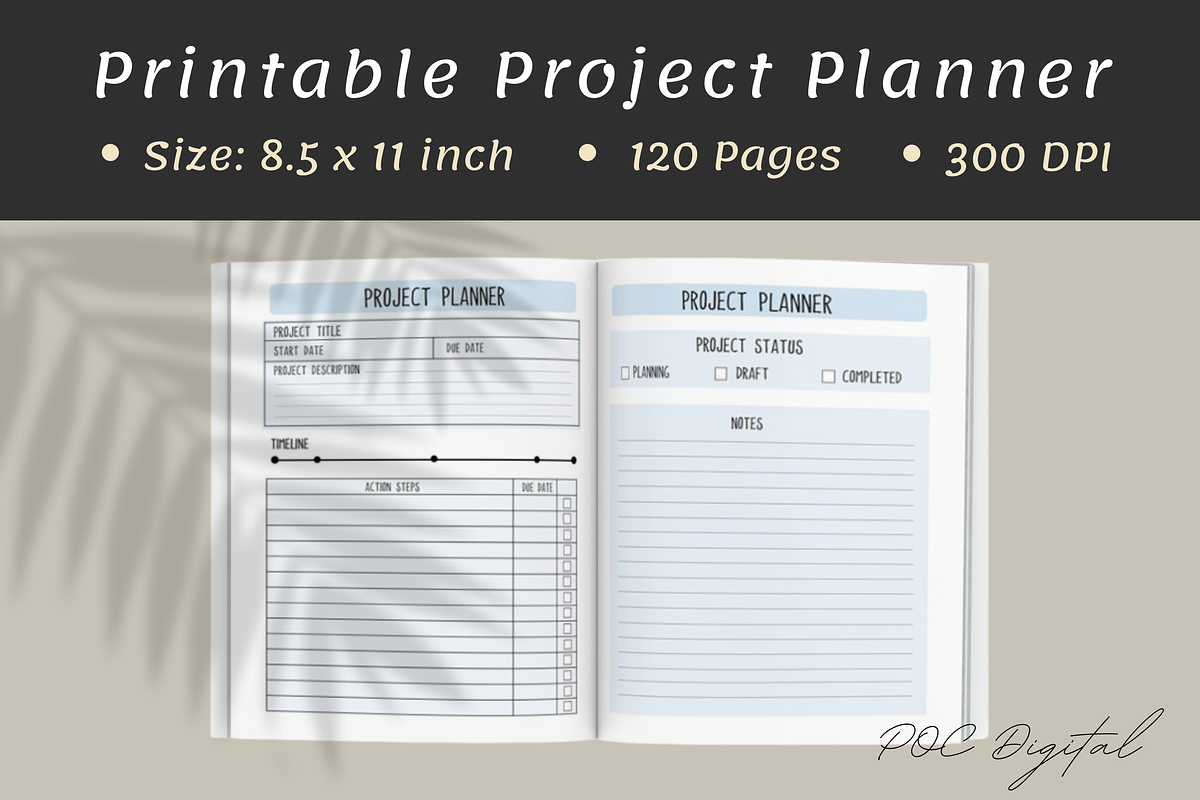 Project Planner Template, Tasks Plan, a Print Template by POC Digital (Photo 2 of 4)