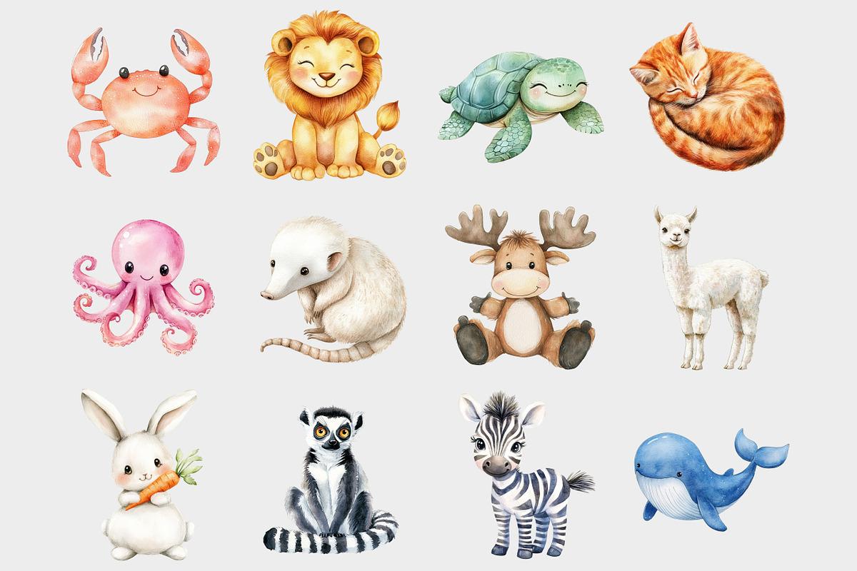 Watercolor Animal Clipart, a Seasonal Illustration by Design Market (Photo 2 of 5)