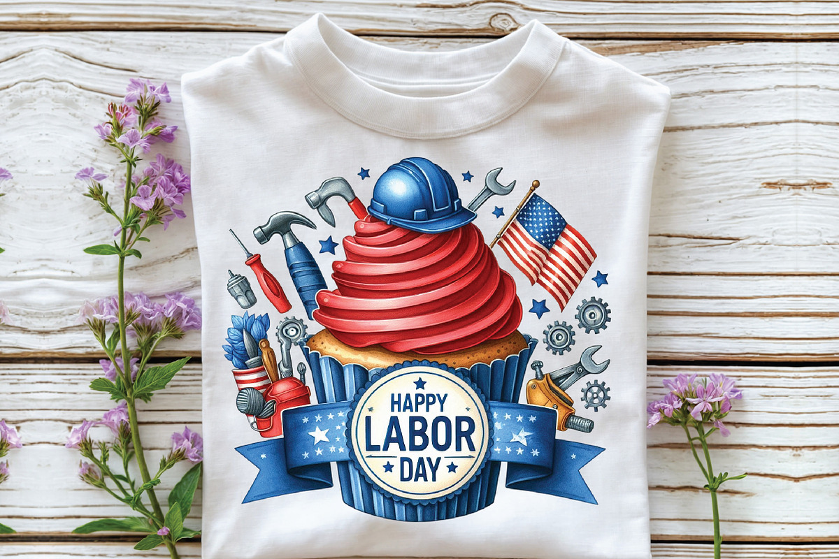Happy Labor Day Cupcake PNG, an Illustration by CraftArtStudio (Photo 2 of 4)