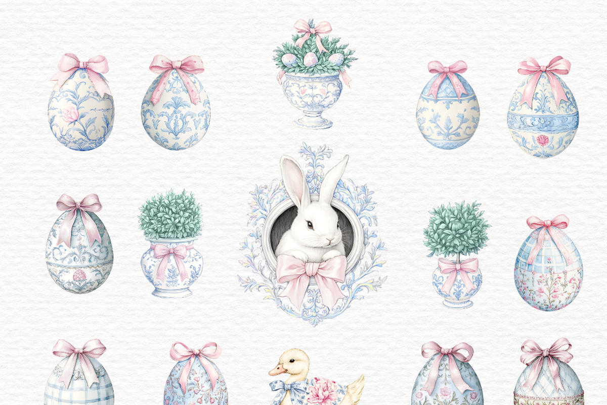 Chinoiserie easter eggs clipart., a Seasonal Illustration by Invite to Clipart (Photo 4 of 6)