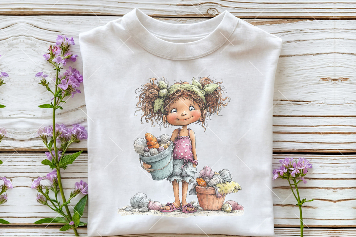 Whimsical Summer Beach Girl Clipart, an Illustration by OK Design (Photo 5 of 6)