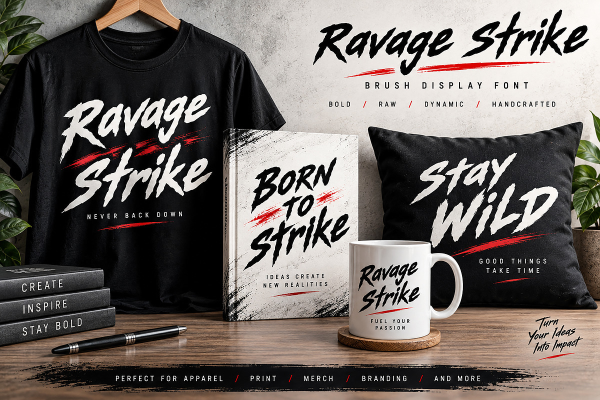 Ravage Strike – Brush Display Font, a Script Font by Wow Magic (Photo 2 of 4)
