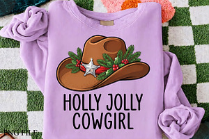 Holly Jolly Cowgirl Cowboy Hat PNG, a Seasonal Illustration by CrexoraLab