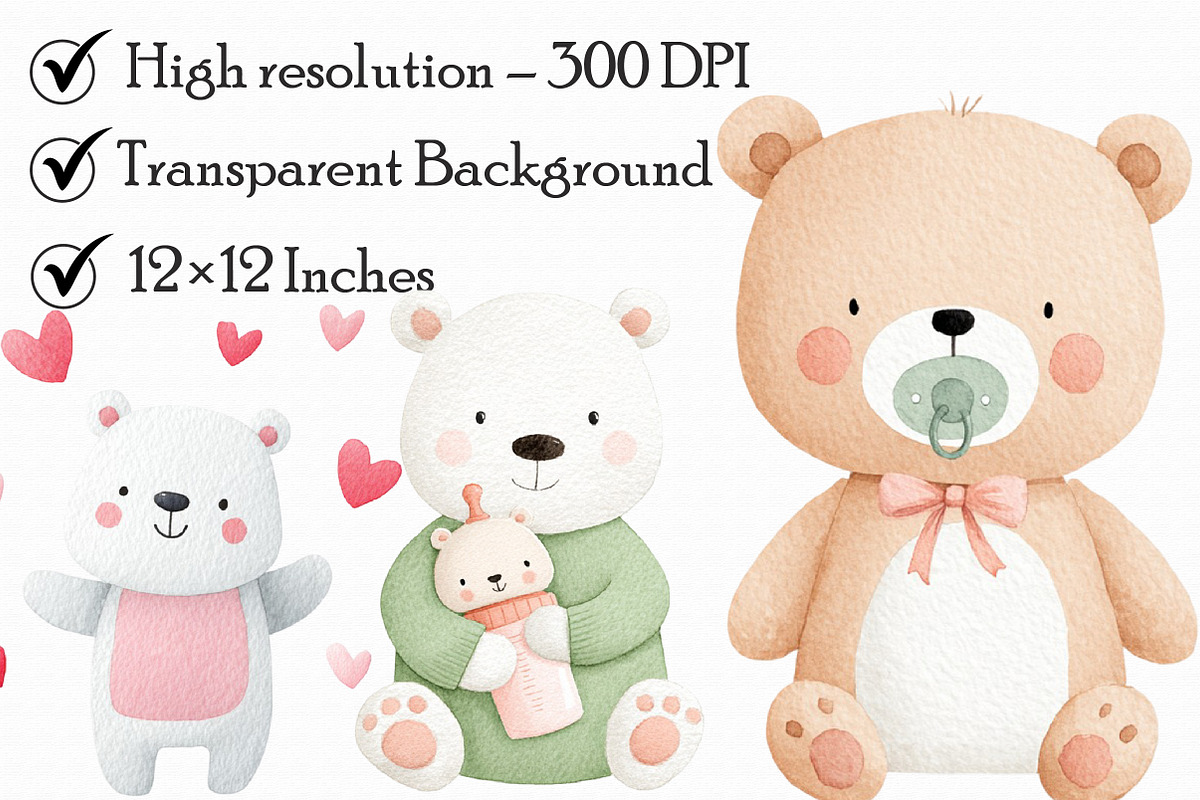 Baby Bear, Baby Shower Clipart, an Illustration by Libby Wishes (Photo 2 of 7)