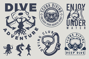 Vintage Scuba Diving Badge Logo