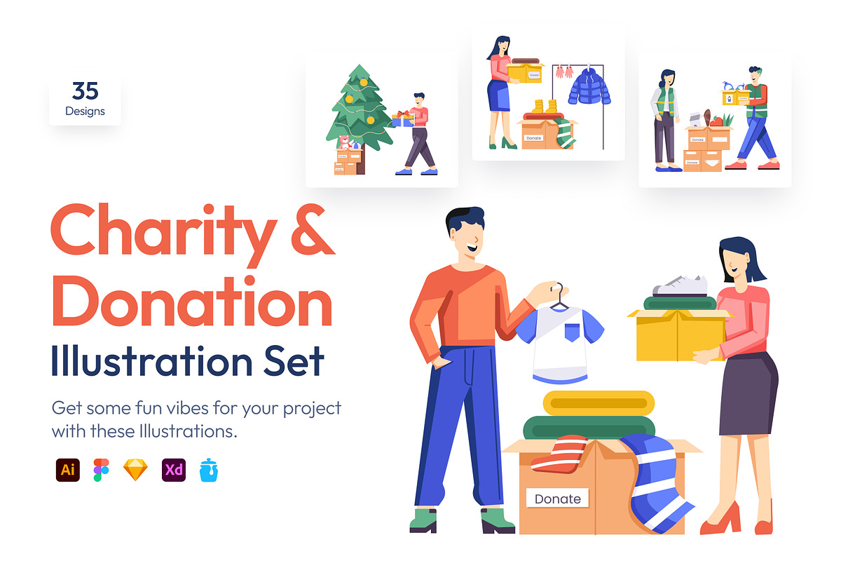 Charity and Donation Art Set, a Person Illustration by Vectors Market (Photo 1 of 7)
