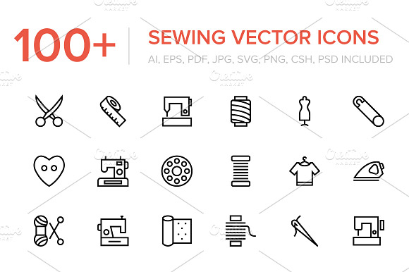 100+ Sewing and Stitching Icons preview 4