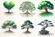 Green Watercolor Tree With Roots Cli, an Illustration by DreamCafeArt (Thumbnail 2 of 7)