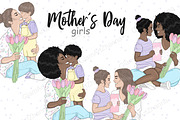 Mother's Day Pastel Girls Clipart, a Person Illustration by GlamArtZhanna (Thumbnail 1 of 5)