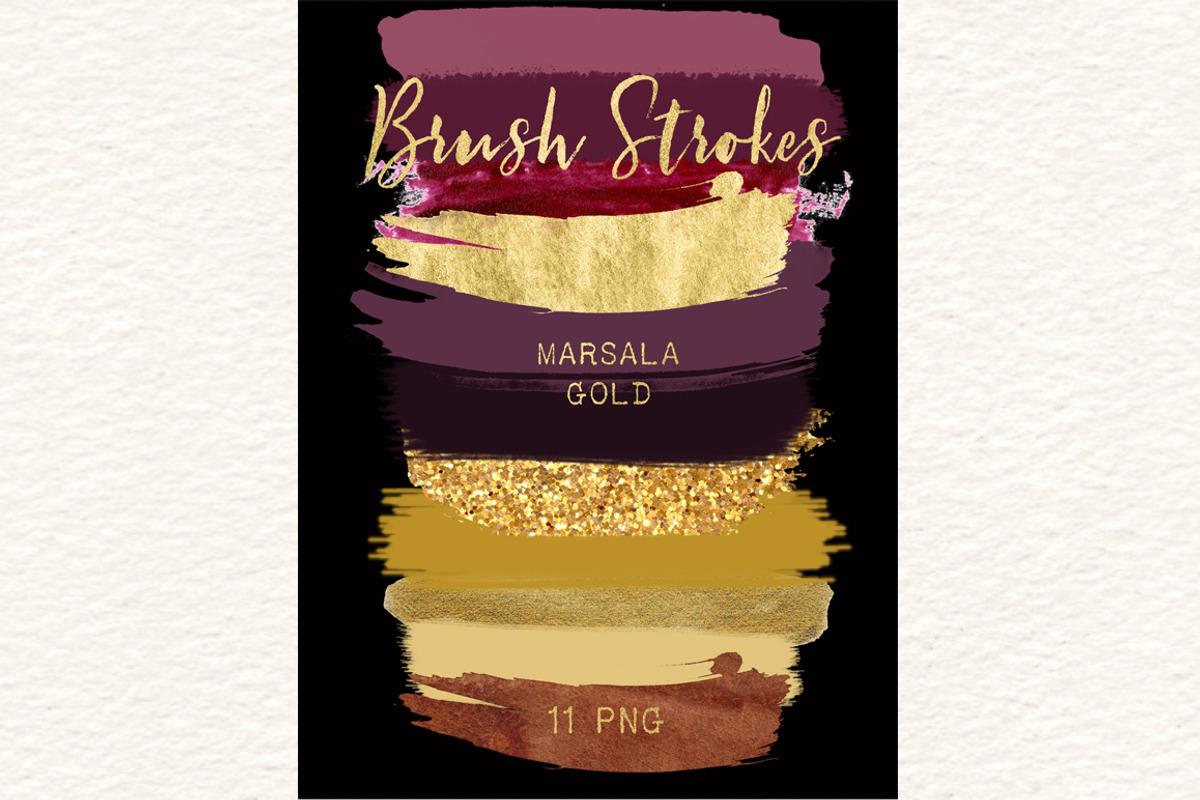 Brush Strokes clipart. Marsala., a Decorative Illustration by LABFcreations (Photo 1 of 2)
